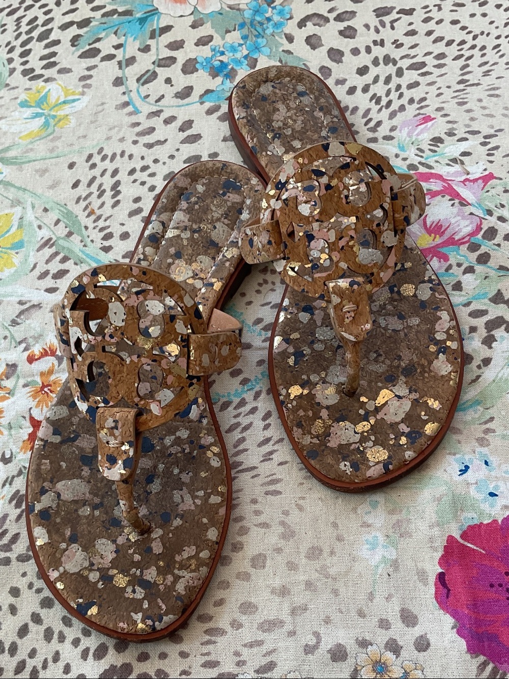 Tory Burch Miller Welt Confetti Cork Sandals